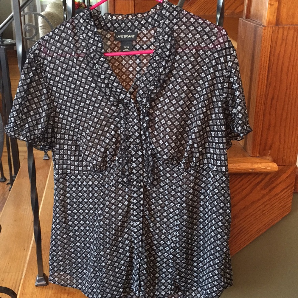 Lane Bryant Black and White Ruffle Top
